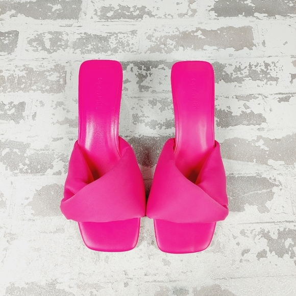 New Open Edit Cleo Pink Twisted Vamp Clear Heel Slide Sandals T191 - Picture 13 of 14